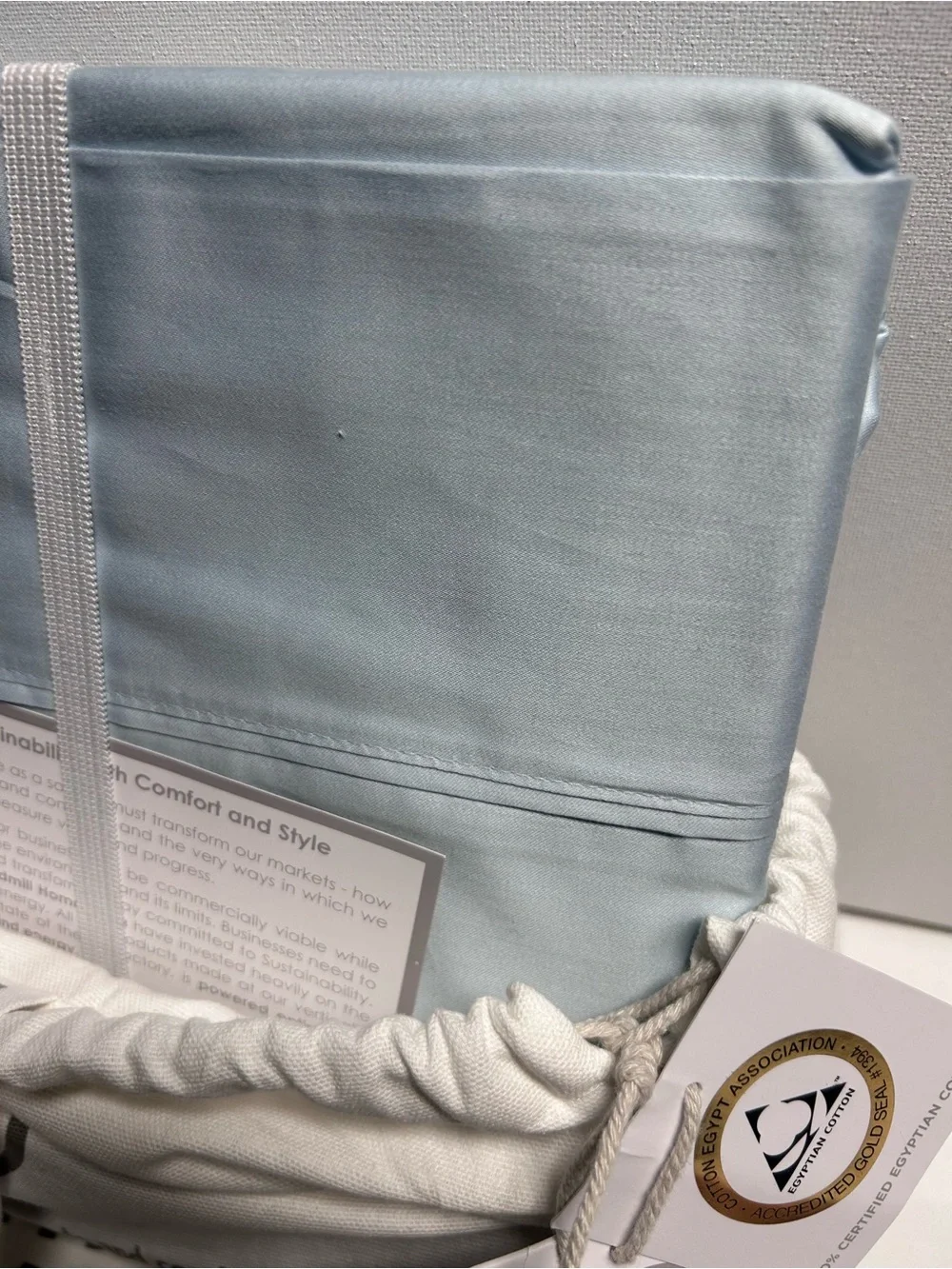 Threadmill Home Linen Twin XL sheet set 100% certified Egyptian cotton Sky blue